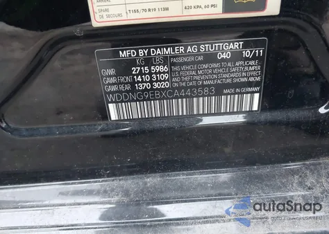 2012 Mercedes-Benz S 550 4Matic from USA, damaged, VIN WDDNG9EBXCA443583
